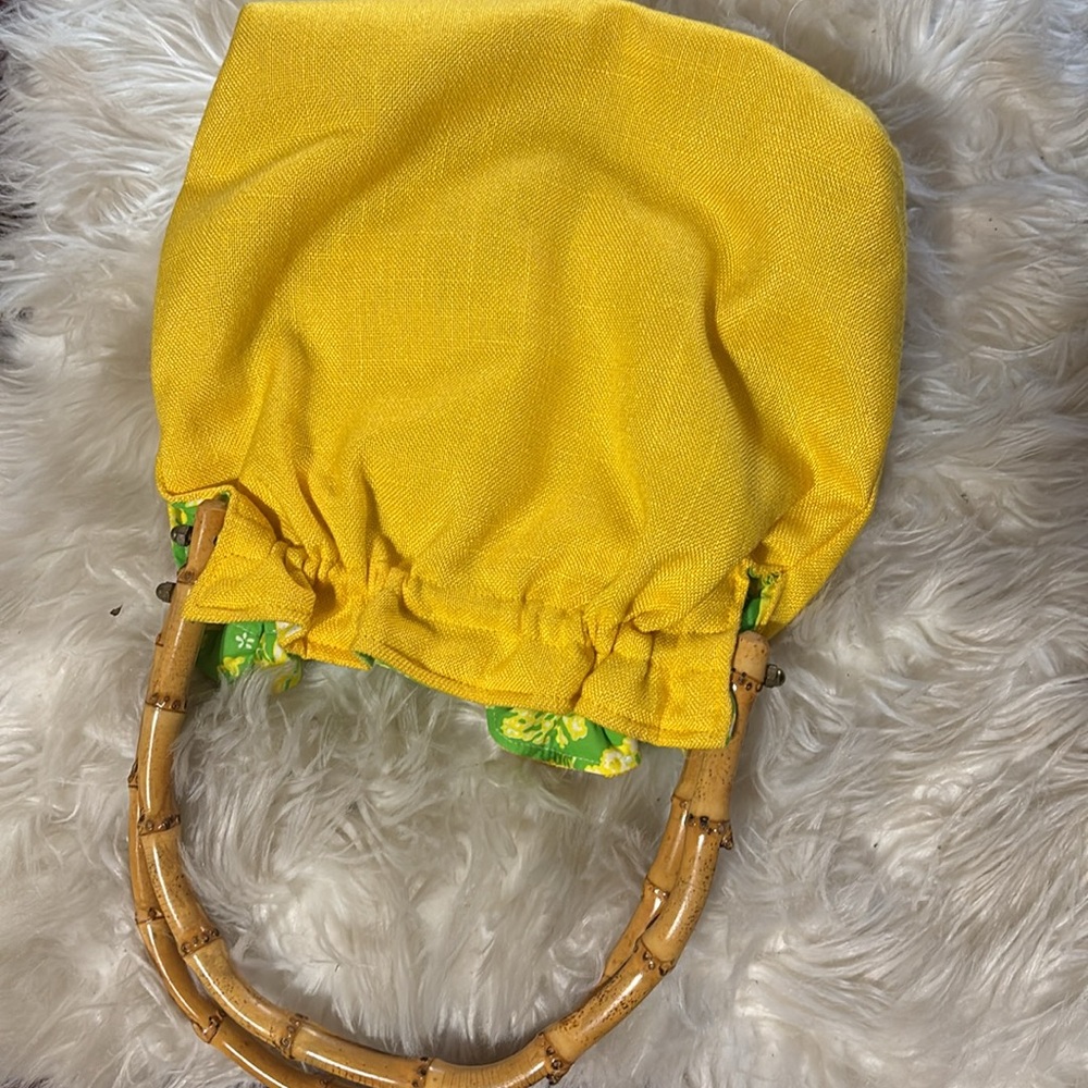 True Vintage 70’s Pulitzer De Lanthe Printed Purse Bamboo 60’s Bermuda Bag Tote - Picture 16 of 17